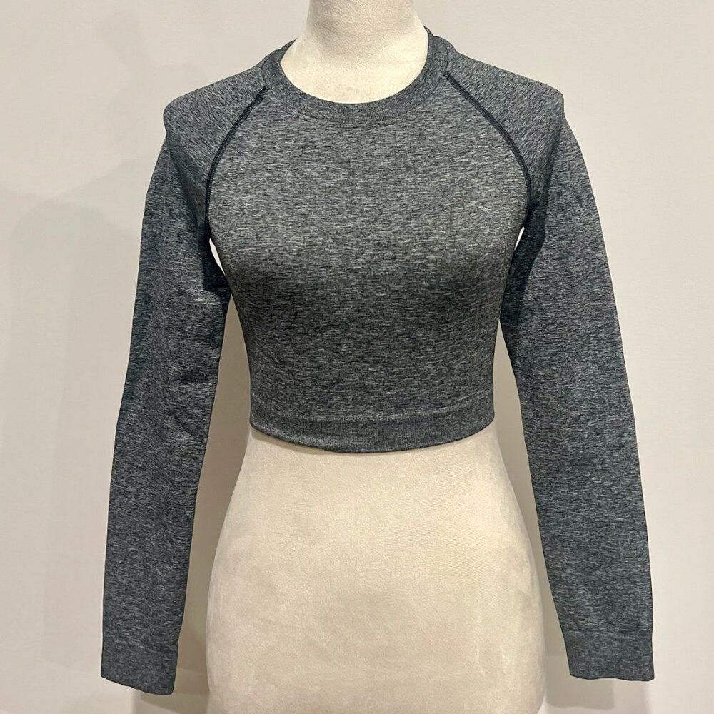 Gymshark Grey Adapt Marl Seamless Long Sleeve Crop Top Small